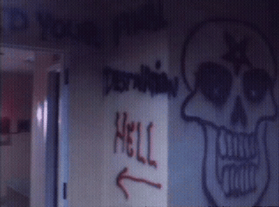 Skull Saying Hell In Red GIF