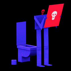 Skull Sitting In Toilet Loop GIF