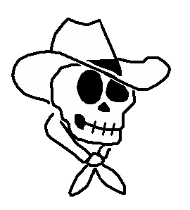 Skull Wearing Cowboy Hat And Scarf Sticker