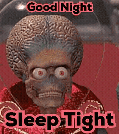 Skull With Big Brain Saying Good Night Sleep Tight GIF