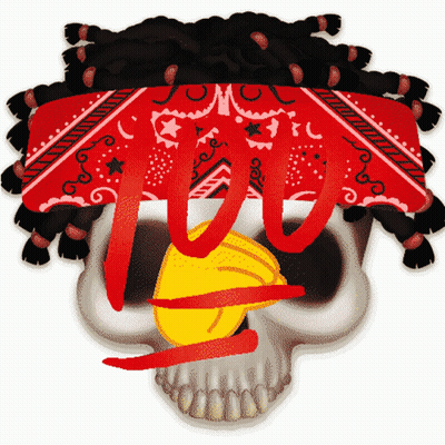 Skull With Dreadlocks And Red Bandana Saying You GIF