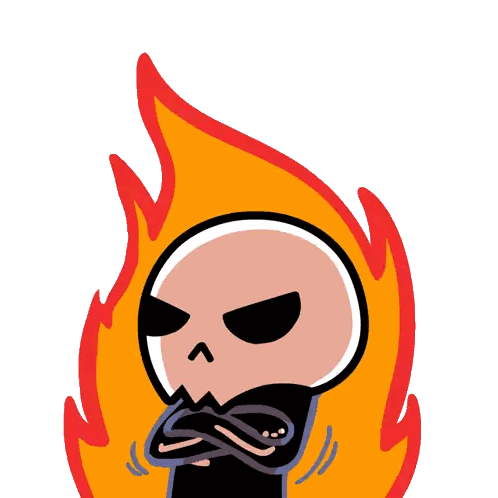 Skull With Flames Behind Sticker