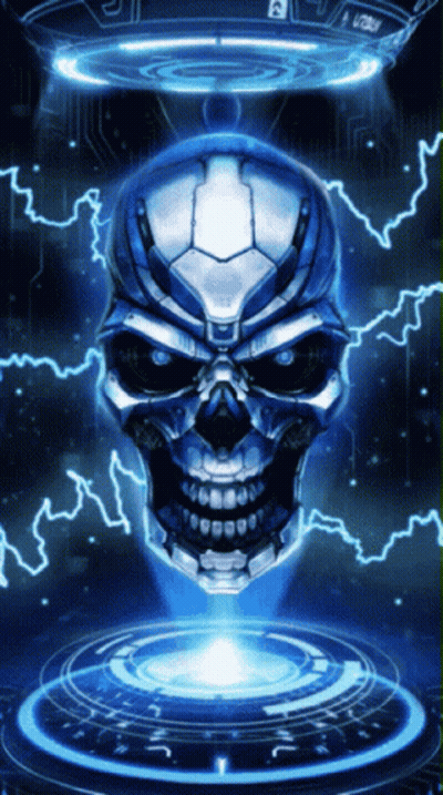 Skull With Lightning And Letter A GIF