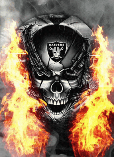 Skull With Raiders Logo GIF