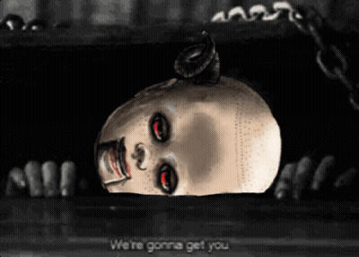 Skull With Red Eyes Saying We're Gonna Get You GIF