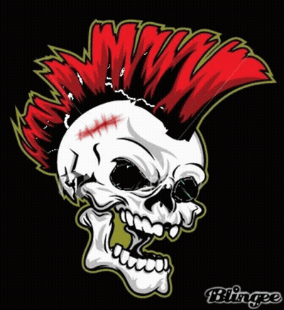 Skull With Red Mohawk GIF