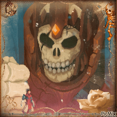 Skull With Rose Picmix Watermark GIF