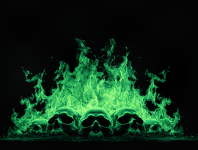 Skulls Surrounded By Green Flames GIF