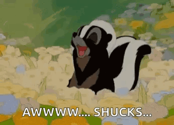 Skunk Sitting In Flower Field GIF