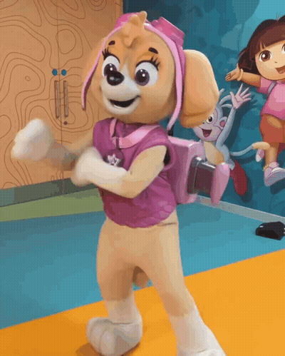 Skye From Paw Patrol Dancing in Front of Dora Mural