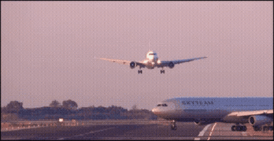 Skyteam Plane Taking Off From Airport GIF