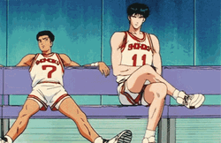 Slam Dunk Miyagi Rukawa Resting GIF