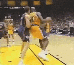 Slam Dunk Shaquille O'Neal Pushing GIF