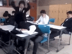 Slapping Sleeping Boy Class GIF