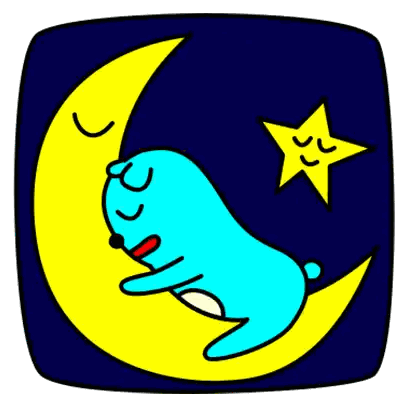Sleeping Blue Animal On Moon Sticker