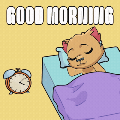 Sleeping Cartoon Cat With Alarm Clock GIF