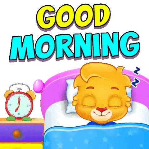 Sleeping Cartoon Lion Good Morning Sticker