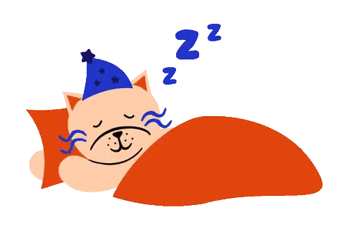 Sleeping Cat In Party Hat With Good Night My Heart Sticker