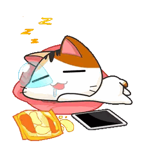 Sleeping Cat Next To Chips And Tablet Sticker