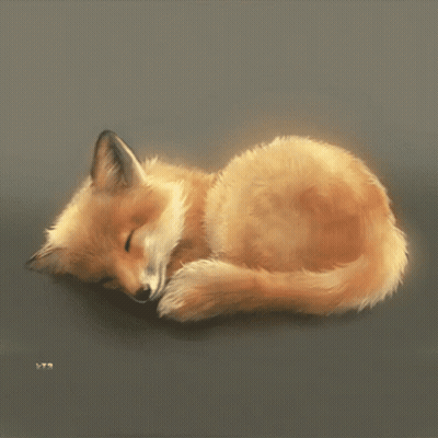 Sleeping Fox Painting With Letters LT9 GIF