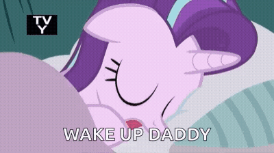 Sleeping Pony With Wake Up Daddy Above GIF