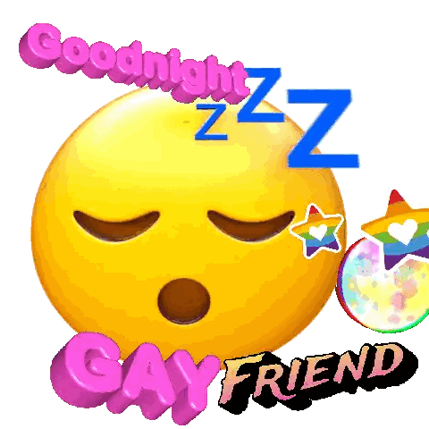 Sleeping Smiley Saying Goodnight Gay Friend Sticker