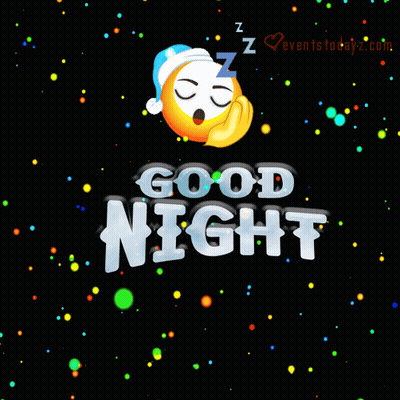 Sleeping Smiley Surrounded By Colorful Dots Saying Good Night GIF
