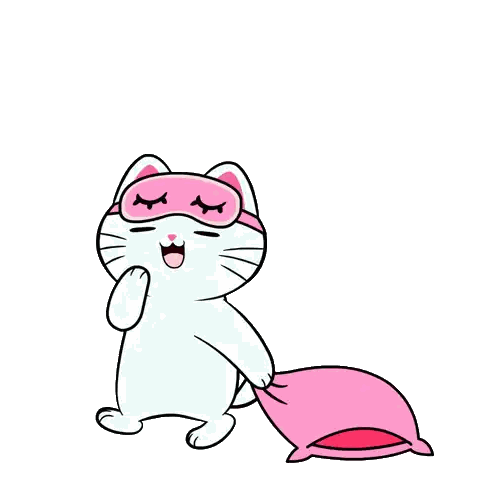 Sleepy Cartoon Cat With Pillow Sticker