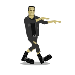 Sleepy Frankenstein Monster Walking Animation GIF