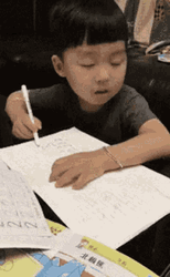 Sleepy Kid While Doing His School Homework GIF