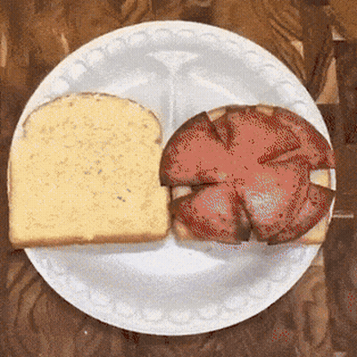 Slice Of Bread And Meat On Plate GIF