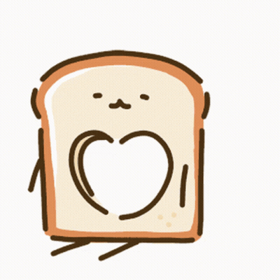 Slice Of Bread With Face And Heart GIF