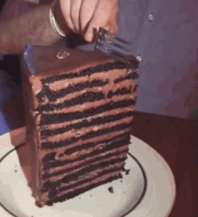 Slice Of Chocolate Cake Cut With Fork On Plate GIF