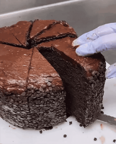 Slice Of Chocolate Cake Taken Out GIF