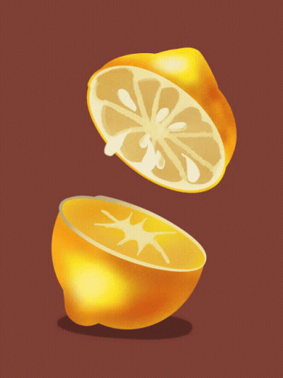 Slice Of Lemon Being Cut In Half GIF