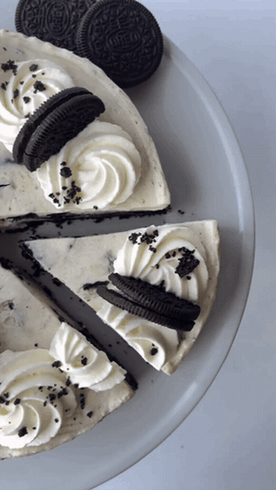 Slice Of Oreo Cheesecake Taken Out GIF