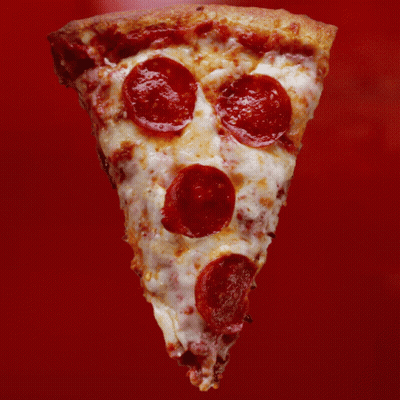 Slice Of Pepperoni Pizza On Red Surface GIF