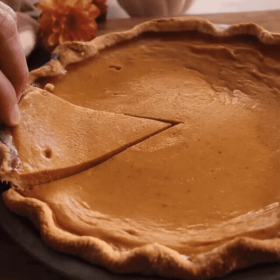 Slice Of Pumpkin Pie Being Taken Out GIF