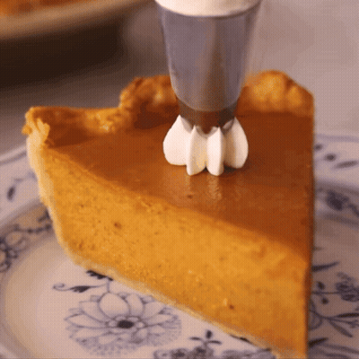 Slice Of Pumpkin Pie With Whipped Cream GIF