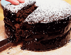 Slicing A Round Chocolate Cake