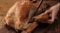 Slicing Yummy Roasted Chicken GIF