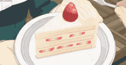 Slicing Yummy Strawberry Cake Anime Aesthetic