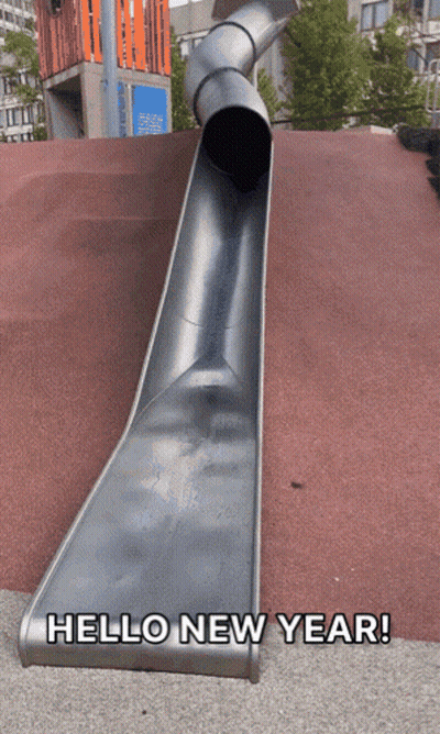 Slide Saying Hello New Year GIF