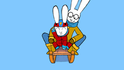 Sliding Rabbits Cute Happy New Year GIF