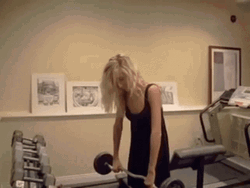 Slim Lady Weak Arms Can't Lift Dumbbell GIF