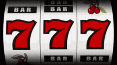 Slot Machine With 777 And Cherry GIF