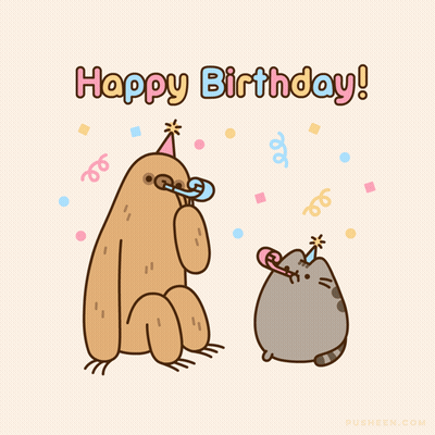 Sloth And Cat Saying Happy Birthday GIF