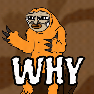 Sloth Cartoon Saying Why GIF