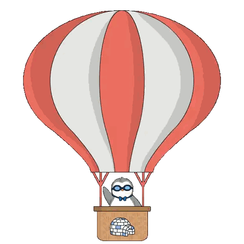 Sloth Flying Hot Air Balloon With Igloo Sticker