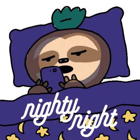 Sloth Laying In Bed Nighty Night Sticker